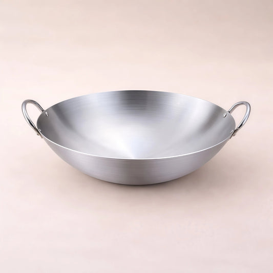 Wok à doubles poignées en acier inoxydable