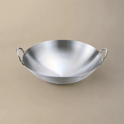 Wok à doubles poignées en acier inoxydable