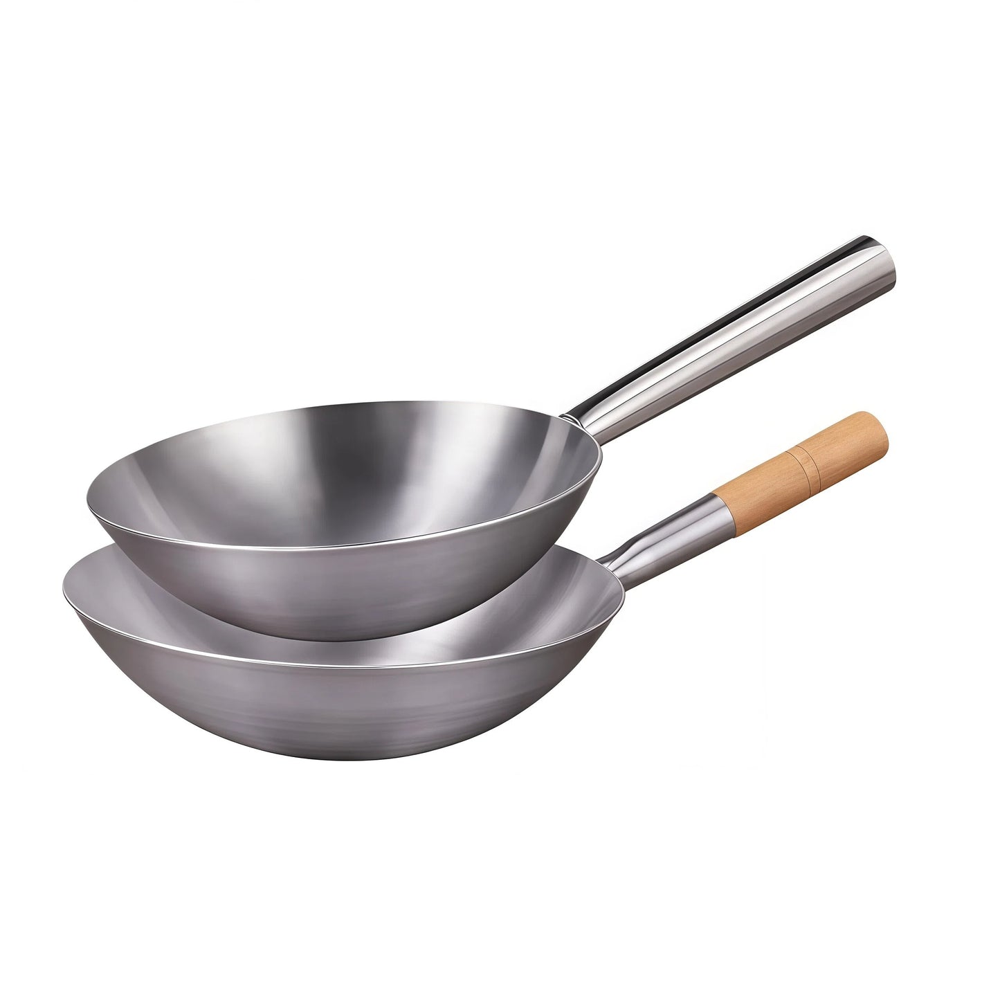 Wok en inox à manche