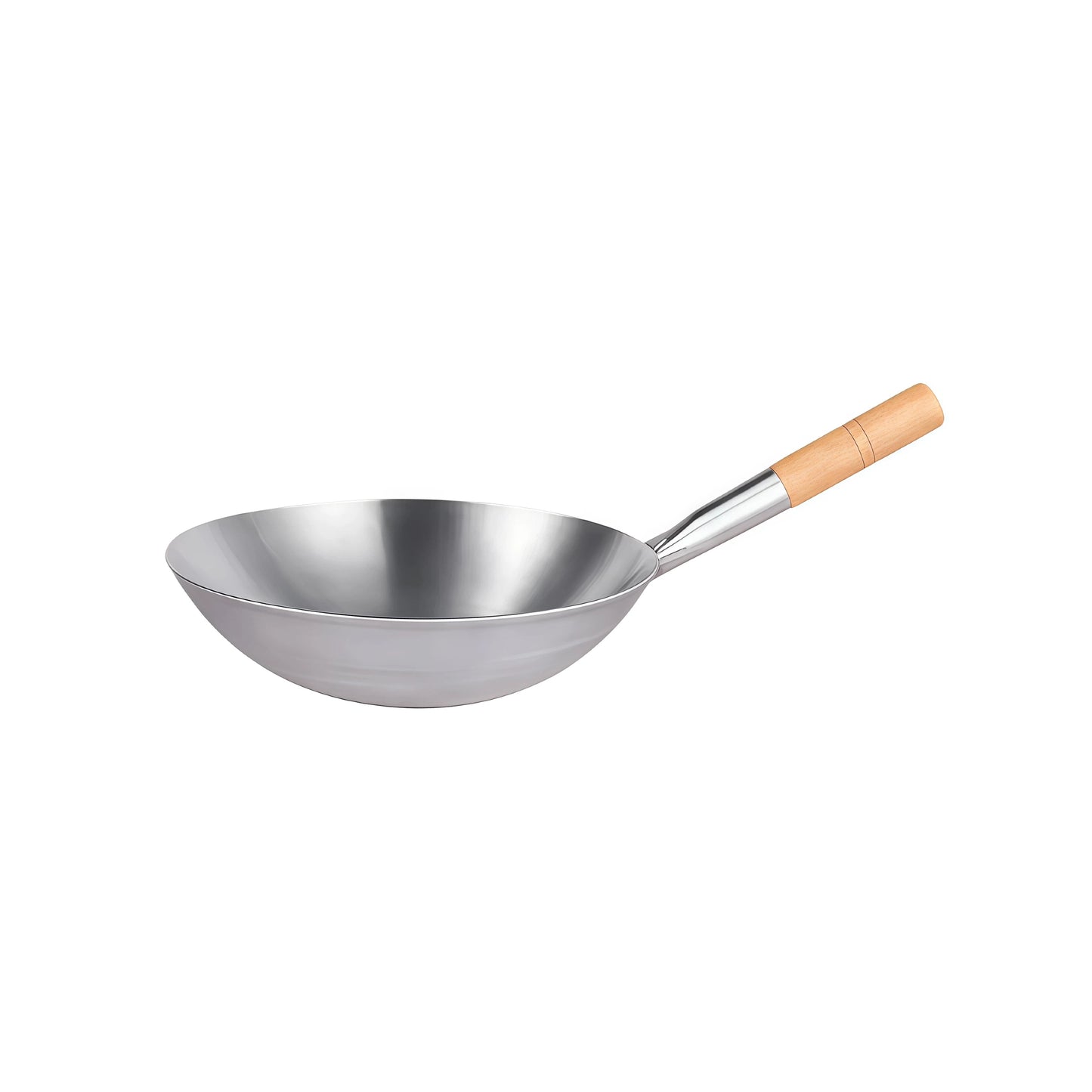Wok en inox à manche